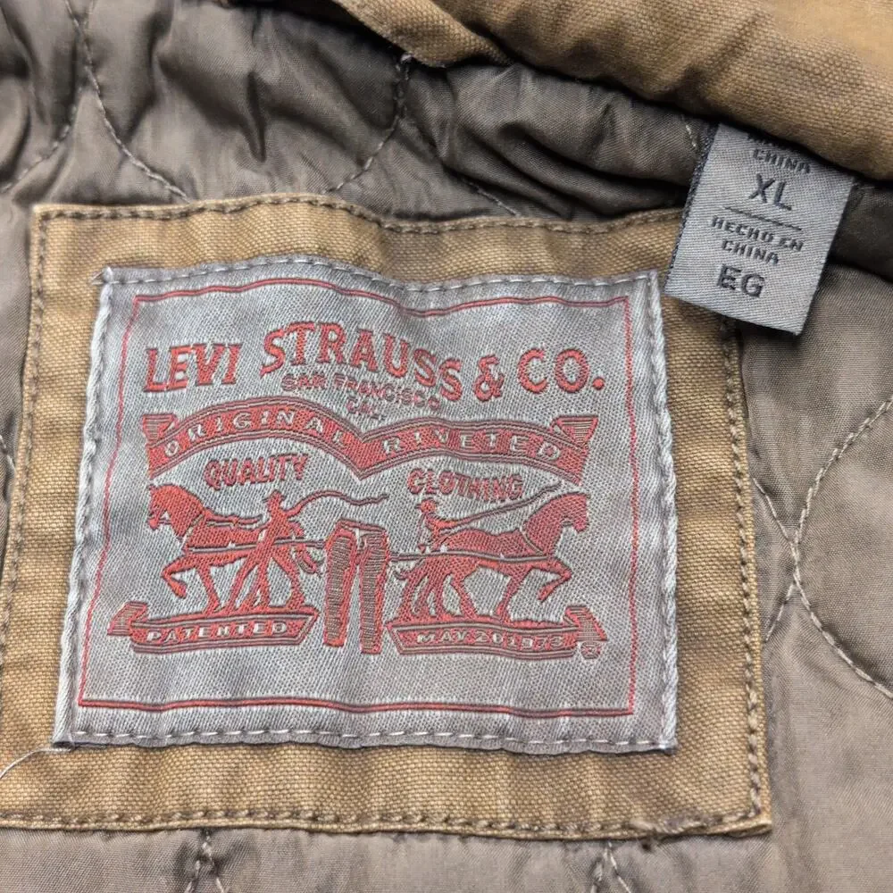 Levi's Men's Quilted Trucker Khaki Jacket Size XL Pockets